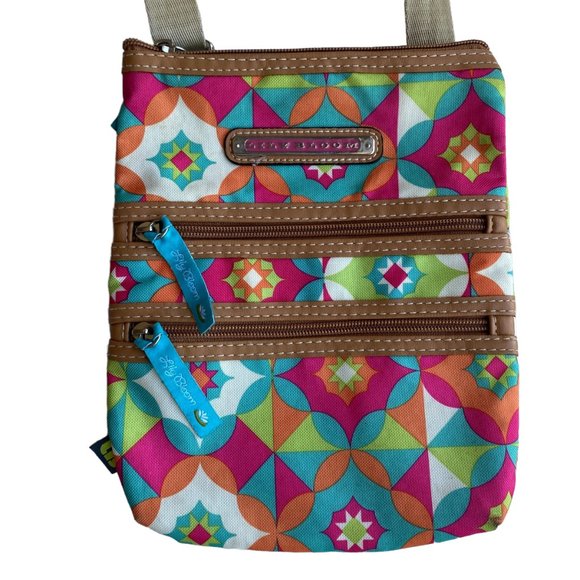 Lily Bloom Mandala Geometric Print Crossbody Multiple Pocket Purse Bag - Picture 6 of 14